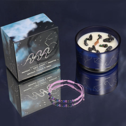 Bougies en cristal du zodiaque avec bracelet en pierres précieuses