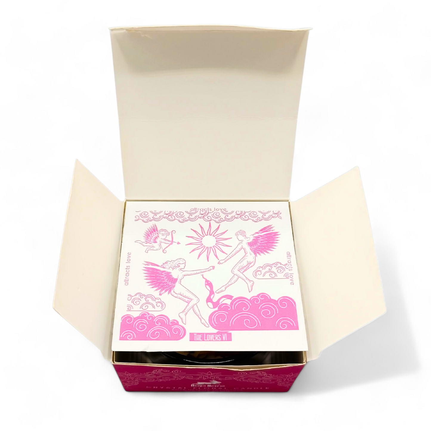 Bougie des Amoureux "ATTIRER L'AMOUR" fleurs de ROSES et QUARTZ ROSE