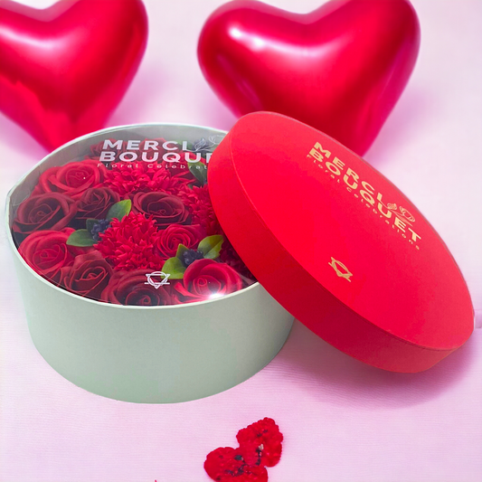 🆕Boîte Ronde - Roses Rouge Classiques🆕