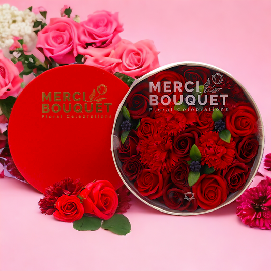 🆕Boîte Ronde - Roses Rouge Classiques🆕