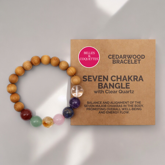 Bracelet en bois de cèdre 7 chakras