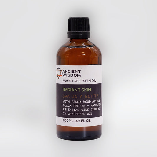 🆕 Huile de Massage - PEAU ÉCLATANTE aux ÉCLATS DE BOIS DE SANTAL 🆕