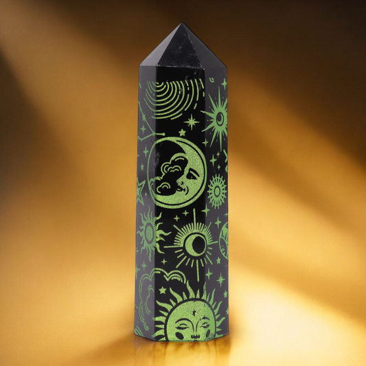 🆕Points d'obsidienne Noire Vert Foret🆕
