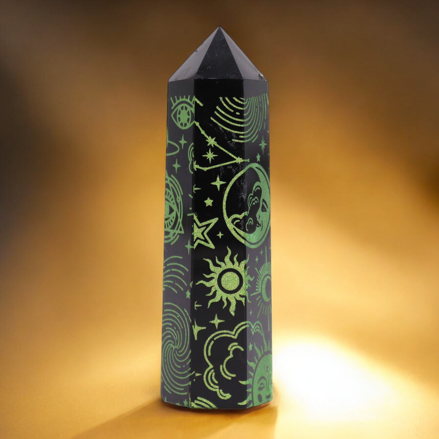 🆕Points d'obsidienne Noire Vert Foret🆕