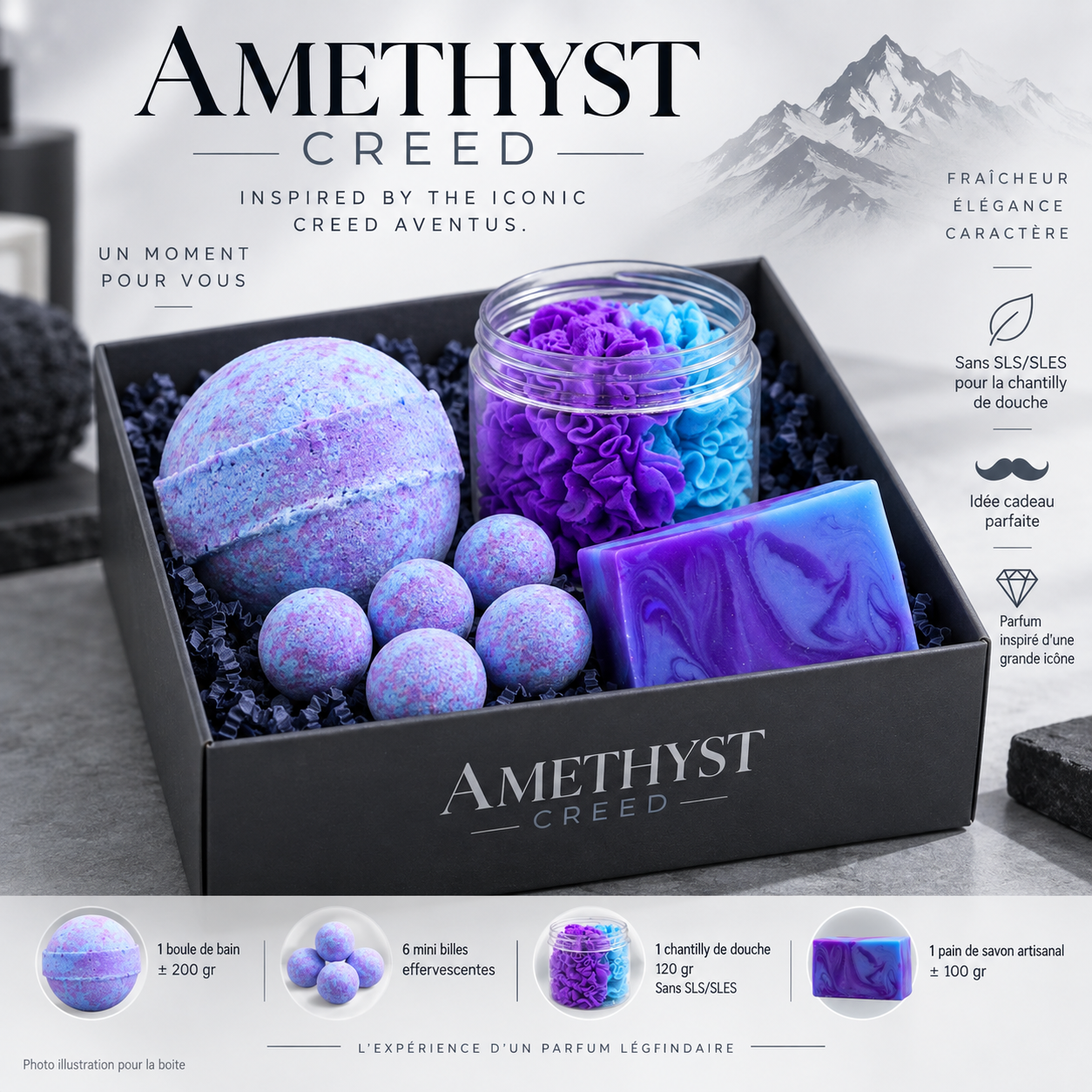💜 BOX AMETHYST CREED — Pour Homme
