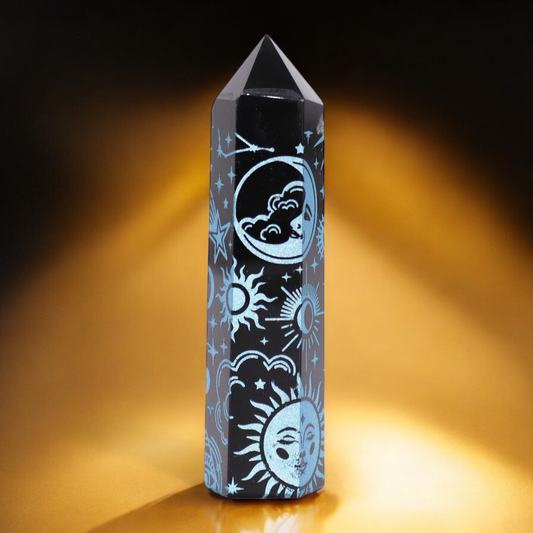 Points d'obsidienne Noire Bleu Ciel