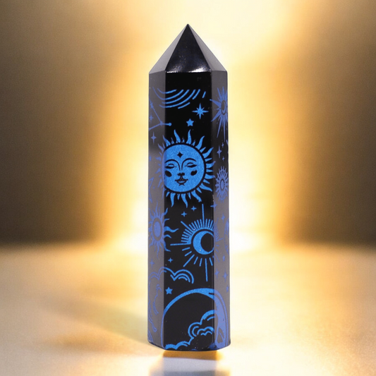 Points d'obsidienne Noire Bleu Nuit