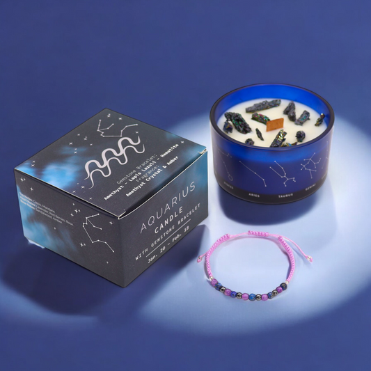Bougies en cristal du zodiaque avec bracelet en pierres précieuses