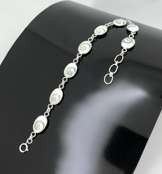 Bracelet Oeil de Sainte Lucie et Argent 925 - Ovales 12 mm