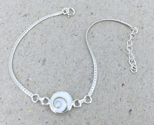 Bracelet Argent Oeil de Sainte Lucie et Argent Simple Oeil 10 mm