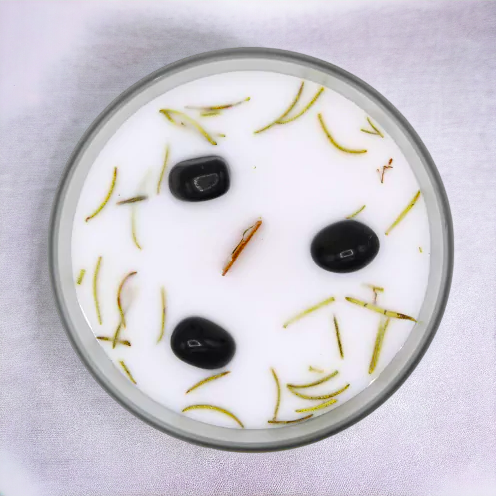 Bougie"NETTOYAGE/PURIFICATION" Tourmaline Noire+Bois de Santal