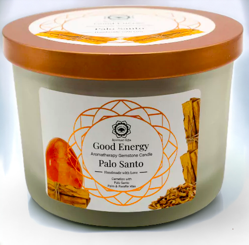 Bougie "ÉNERGIE POSITIVE" Cornaline+Palo Santo