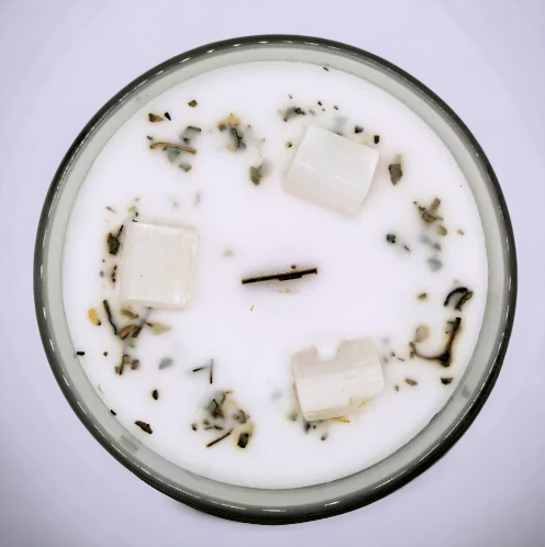 Bougie"PURIFICATION" Sélénite+Sauge blanche