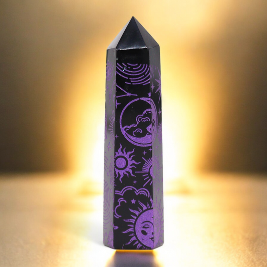 Points d'obsidienne Noire Violet profond