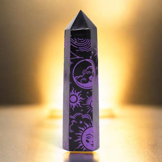 Points d'obsidienne Noire Violet profond