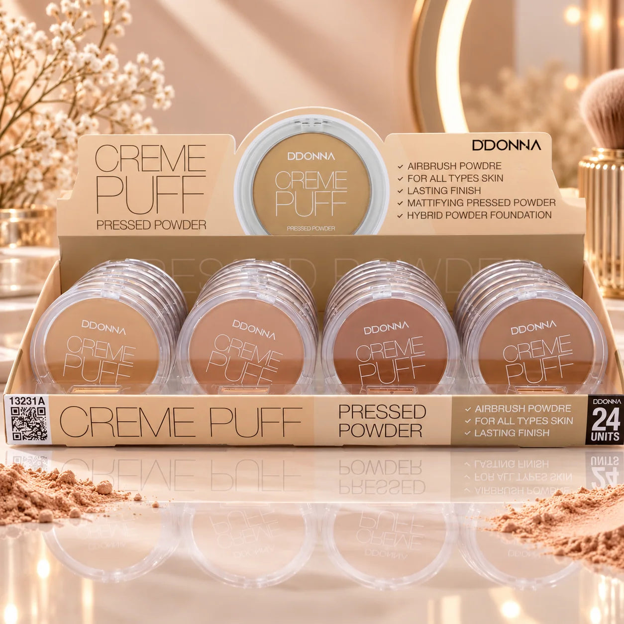 🆕🌸 Poudre Compacte Crème Puff D’Donna – Teint Matifié & Effet Airbrush🆕
